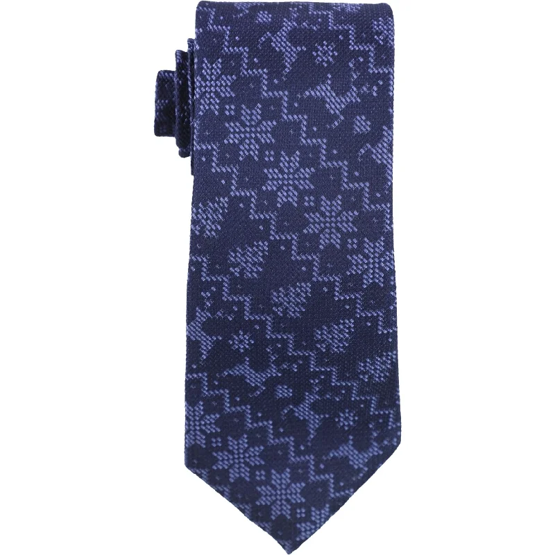 trendy silk necktie combinations for weddings-Tommy Hilfiger Mens Holiday Snowflake Self-tied Necktie, Blue, One Size - One Size