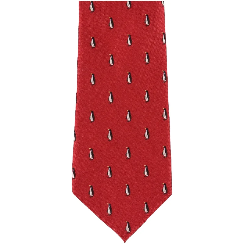 premium silk necktie ideas for wedding events-Tommy Hilfiger Mens Penguin Party Self-tied Necktie, Red, One Size - One Size