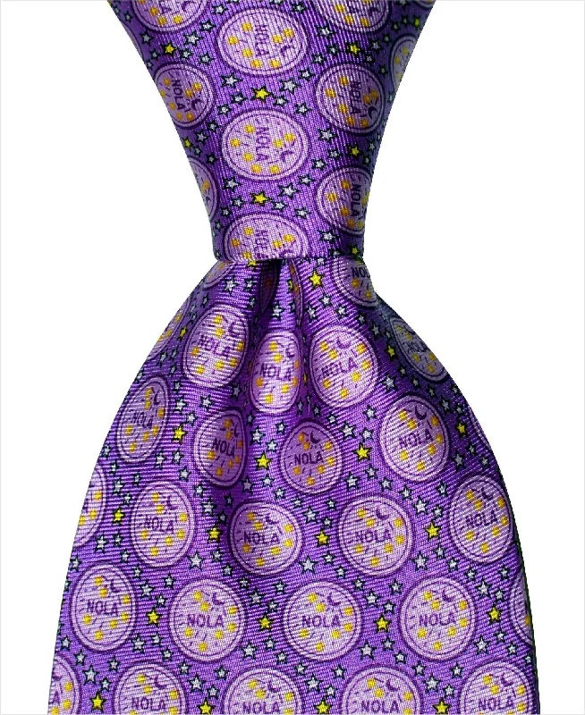 stylish silk wedding necktie sets for men-NOLA Water Meter Tie - Purple