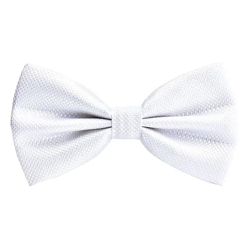 luxury silk wedding bow tie options-Classy Men White Deluxe Pre-Tied Bow Tie