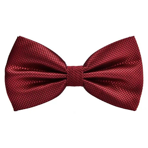 trendy silk bow ties for business events-Classy Men Wine Red Deluxe Pre-Tied Bow Tie