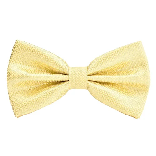 premium silk necktie colors for wedding celebrations-Classy Men Yellow Deluxe Pre-Tied Bow Tie