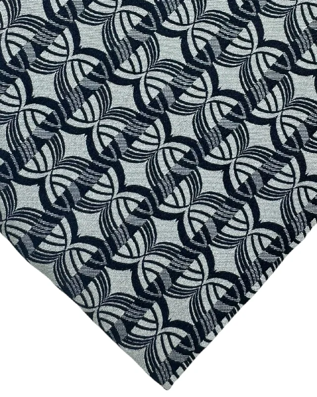 unique silk necktie designs for corporate events-Zilli Silk Tie Gray Swirl Stripes - Wide Necktie