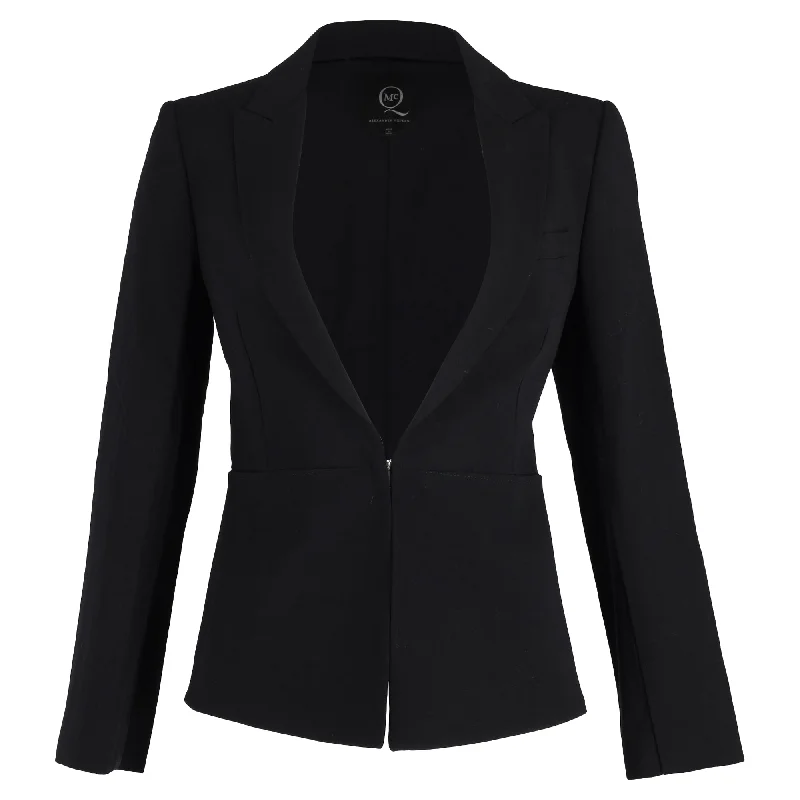 Men's formal tuxedo jacket for office gala event -Alexander Mcqueen Deep Single-Breasted V-Neck Blazer With Invisible Zipper in Black Wool