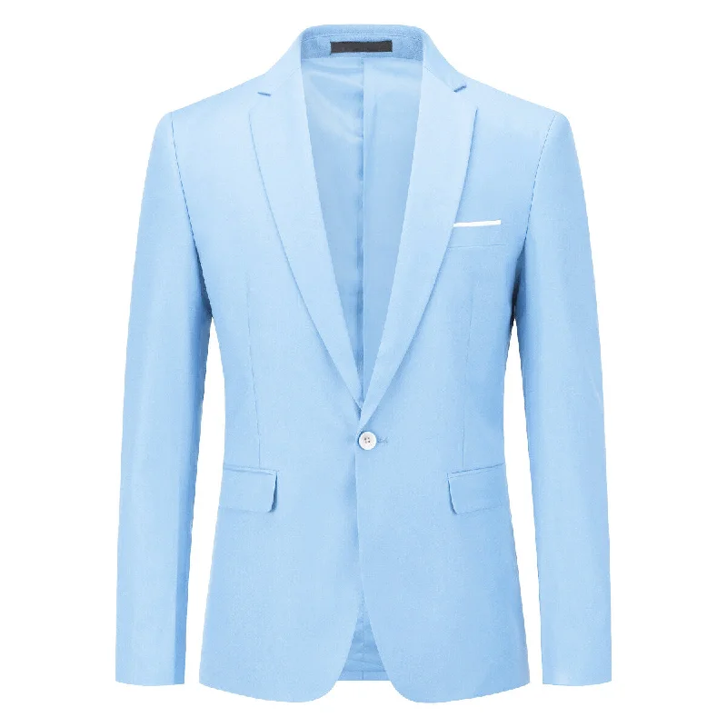 Men's slim fit tuxedo jacket for office formal dinner -Baby Blue Casual Blazer Slim Fit Business Blazer