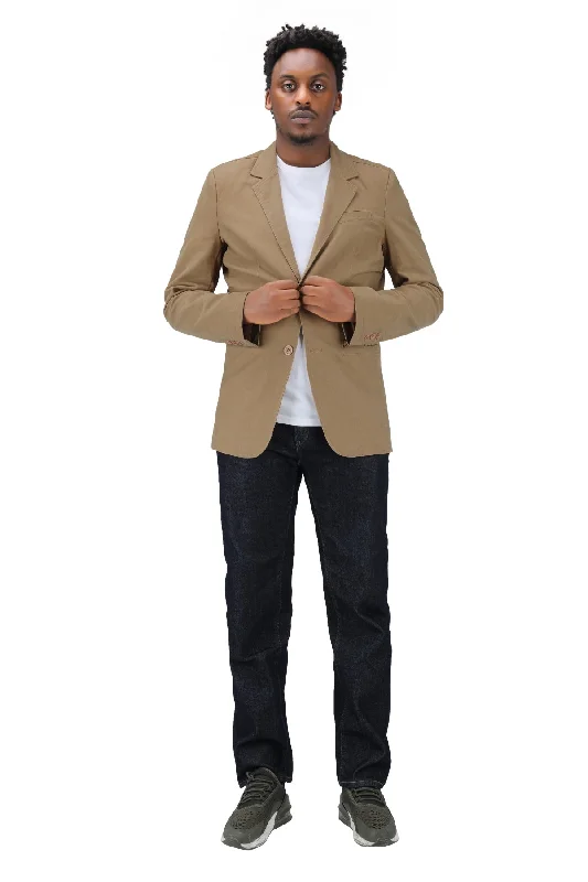 Men's modern tuxedo for business office party -Cotton Khaki Jacket Two-Button Casual Blazer