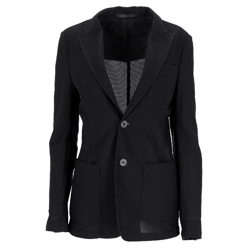 Men's modern tuxedo for black tie business event -Giorgio Armani Mesh Back Blazer in Black Polyamide