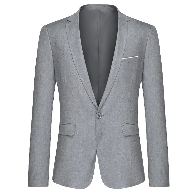 Men's slim fit tuxedo for formal evening event -Grey Casual Blazer Slim Fit Business Blazer