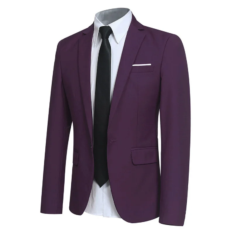 Men's designer tuxedo jacket for business gala party -Indigo Stylish Blazer One Button Casual Blazer