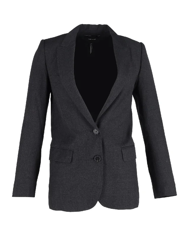 Men's premium tuxedo with satin lapels for business event -Isabel Marant Single-Breasted Blazer in Black Wool