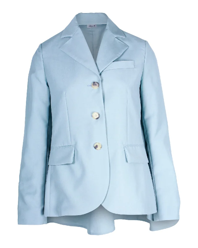 Men's tailored tuxedo for black tie business event -Lanvin Cape Blazer Jacket in Light Blue Wool