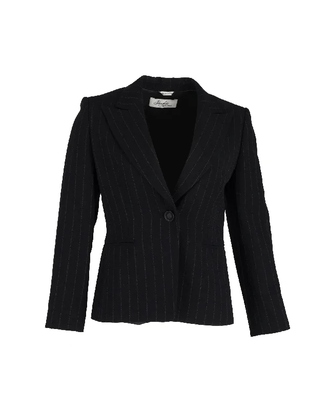 Men's wool tuxedo jacket for wedding party -Max Mara Pianoforte Striped Blazer in Black Polyester