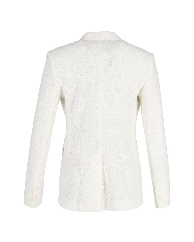 Men's wool tuxedo jacket for evening gala event -Max Mara Ritmo Double-Breasted Blazer in White Cotton