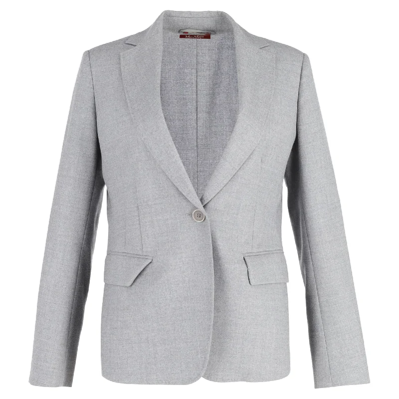 Men's wool tuxedo for formal corporate gala -Max Mara Single-Breasted Blazer in Grey Wool