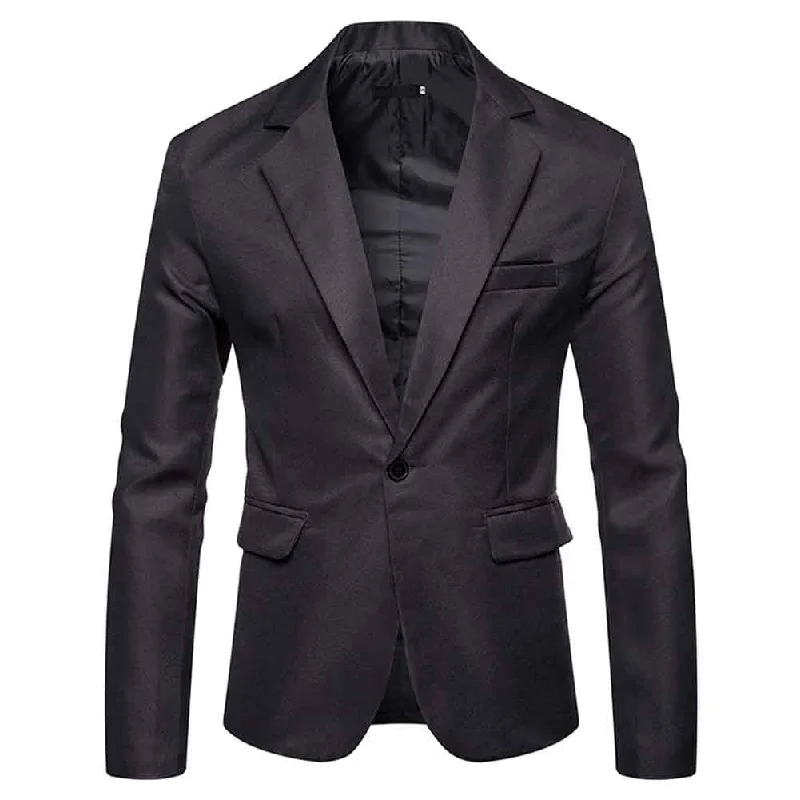 Men's premium tuxedo with satin finish for business dinner -Men's Casual Slim Fit Jacket Daily Blazer Coat Tops Dark Grey