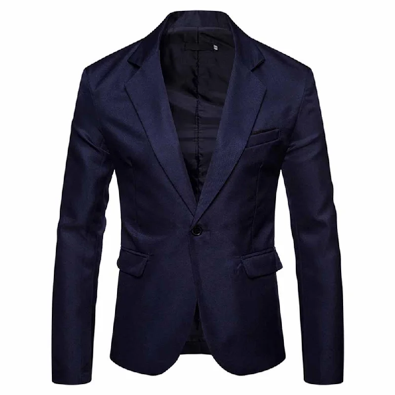 Men's slim fit tuxedo jacket for wedding reception party -Men's Casual Slim Fit Jacket Daily Blazer Coat Tops Navy