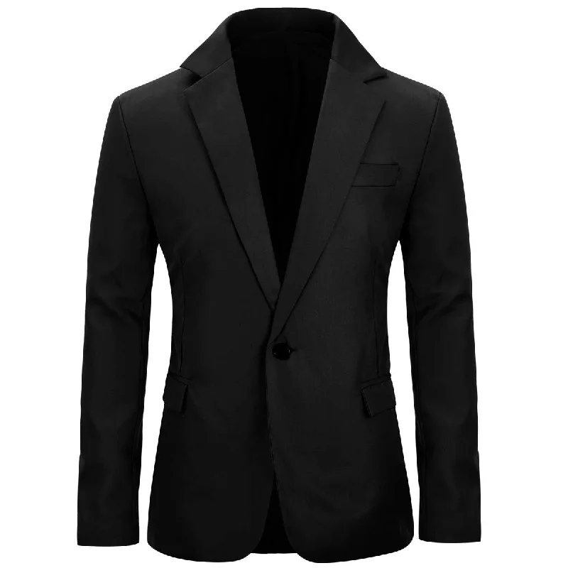 Men's premium tuxedo for office event reception -Men's Slim Fit Casual Blazer Jacket Black