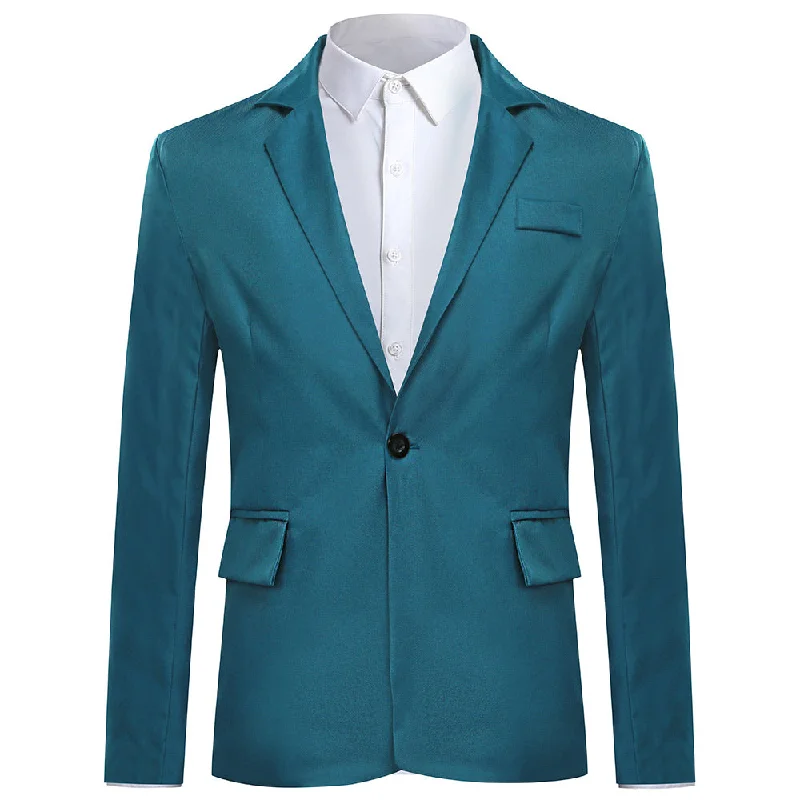 Men's slim fit tuxedo jacket for black tie gala -Men's Slim Fit Casual Blazer Jacket Sea Blue