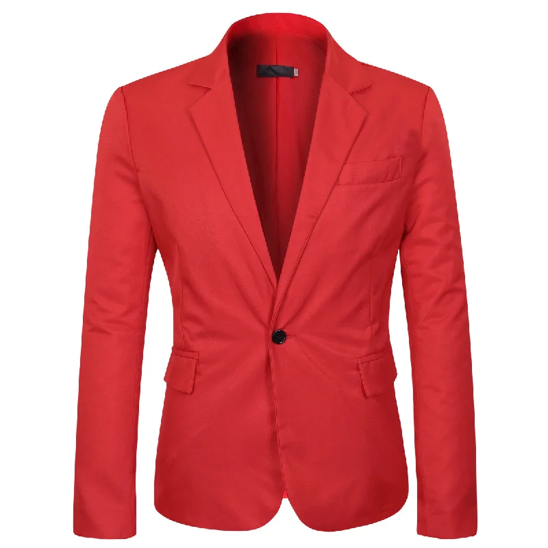 Men's luxury tuxedo jacket for wedding business party -Men's Slim Fit Casual Blazer Jacket Red