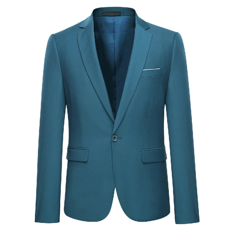 Men's premium tuxedo jacket for formal wedding event -Ocean Blue Casual Blazer Slim Fit Business Blazer