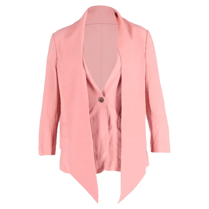 Men's designer tuxedo for corporate dinner party -Salvatore Ferragamo Bow Detail Blazer in Pink Viscose