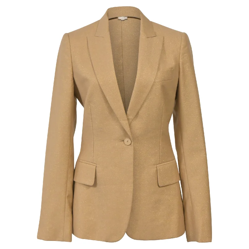 Men's designer tuxedo for evening office party -Stella Mccartney Glittered Single-Breasted Blazer in Brown Wool