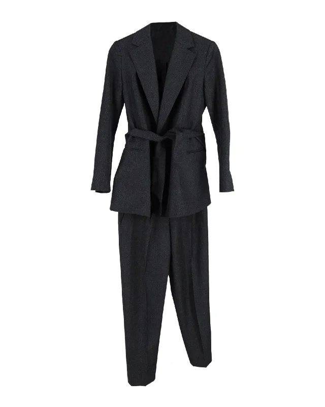 Men's luxury tuxedo for formal office dinner -Theory Blazer and Trouser Set in Charcoal Wool