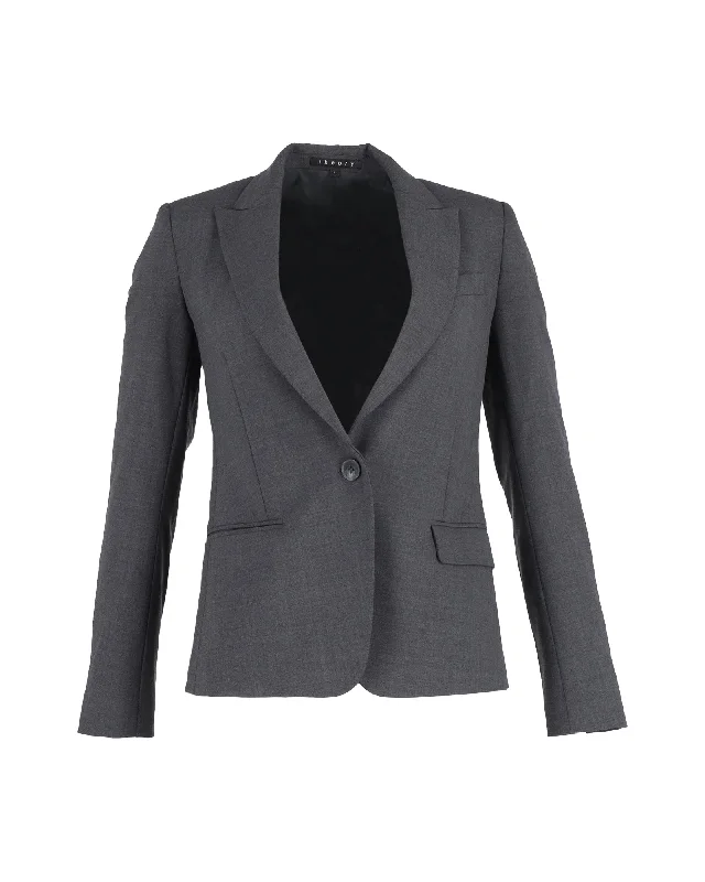 Men's premium tuxedo for corporate event dinner -Theory Single-Breasted Blazer in Grey Cotton