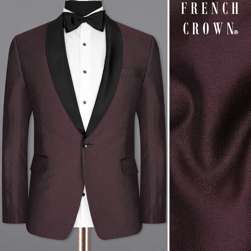 Men's luxury tuxedo for business dinner gala -Bistre Wine Tuxedo Blazer