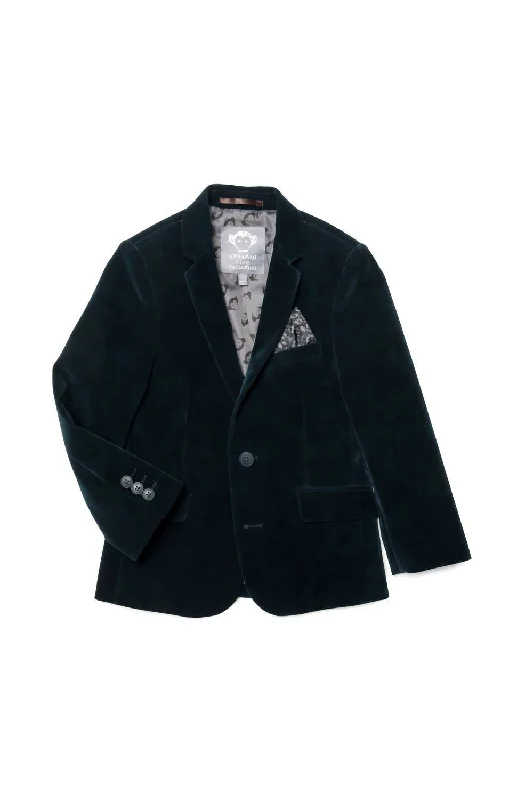 Men's premium tuxedo jacket for evening office event -Boys Suit Blazer In Black Velvet