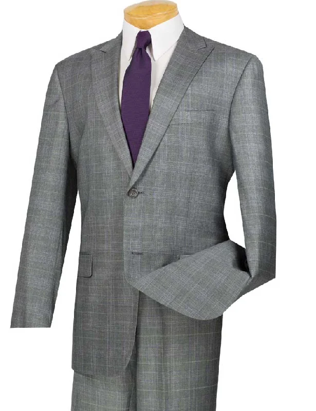 Men's designer tuxedo jacket for evening office event -Cambridge Collection-Gray Men's Glen Plaid Suit