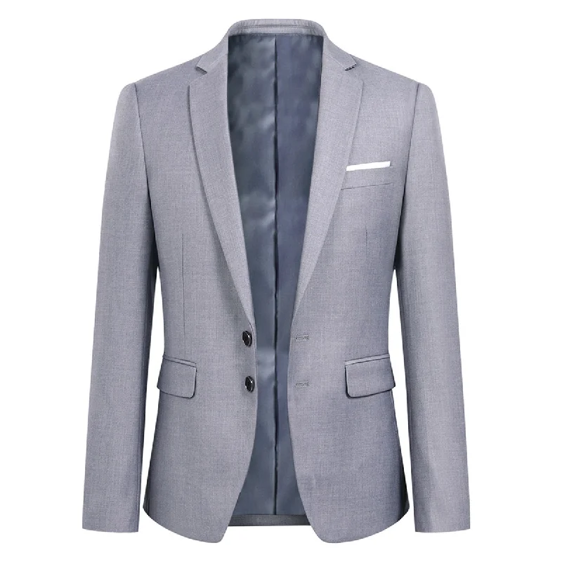 Men's slim fit tuxedo for corporate wedding dinner -Classic Light Grey Blazer Two Buttons Blazer