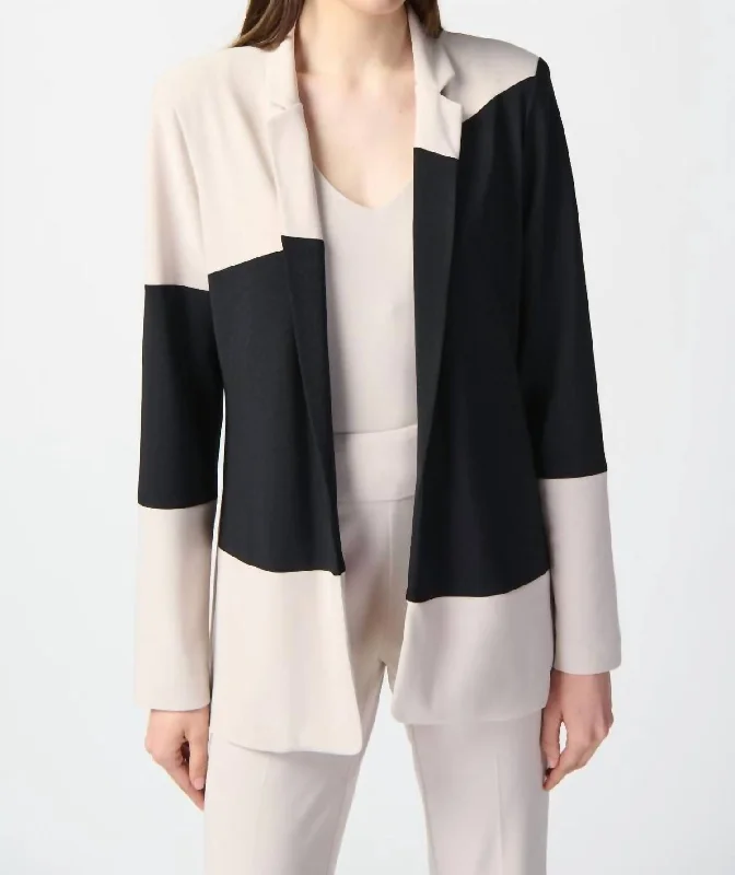 Men's luxury tuxedo for office gala reception -Color Block Straight Blazer In Moonstone Block