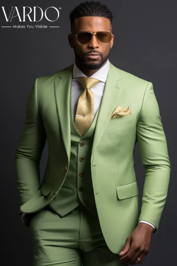 Men's modern tuxedo for formal wedding dinner -Handsome Men's Honey Dew Green Three Piece Suit