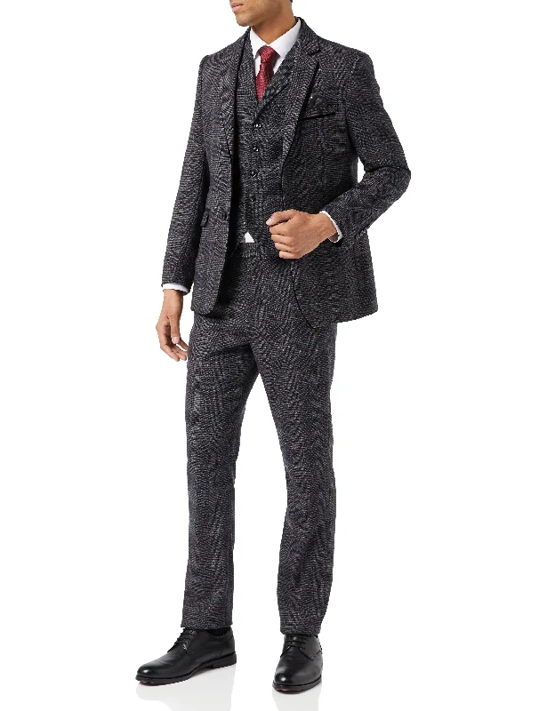 Men's luxury tuxedo for business dinner gala -ETHAN - GREY TWEED CHECK SUIT