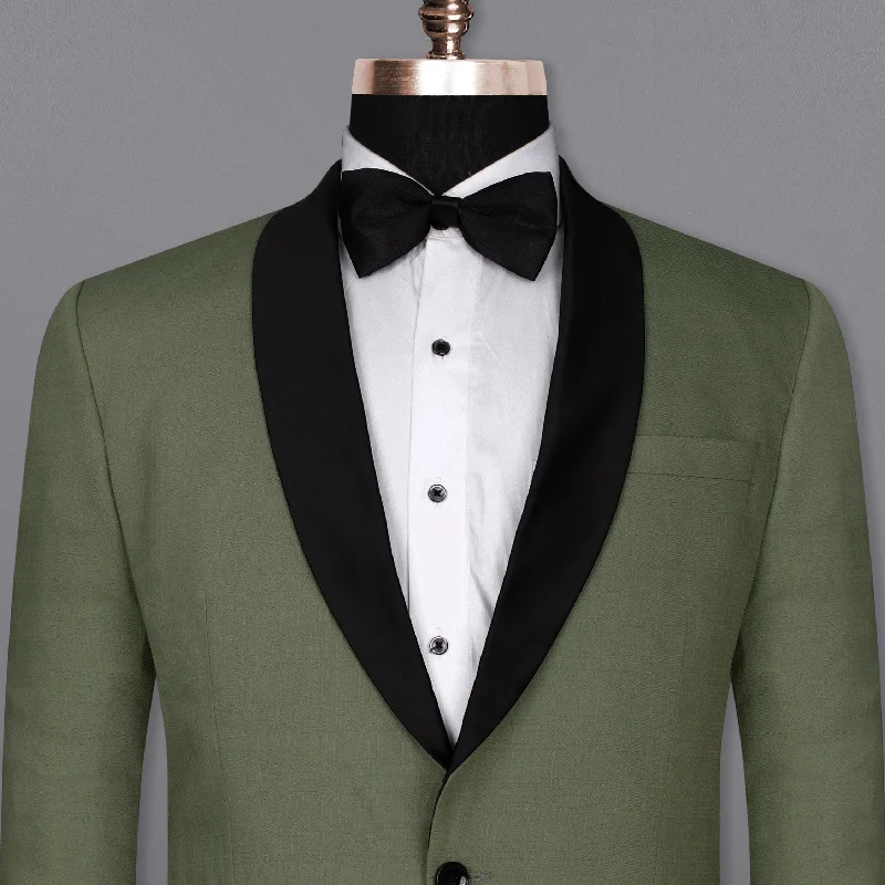 Men's luxury tuxedo jacket for wedding business party -Finch Green Wool Rich Tuxedo Blazer