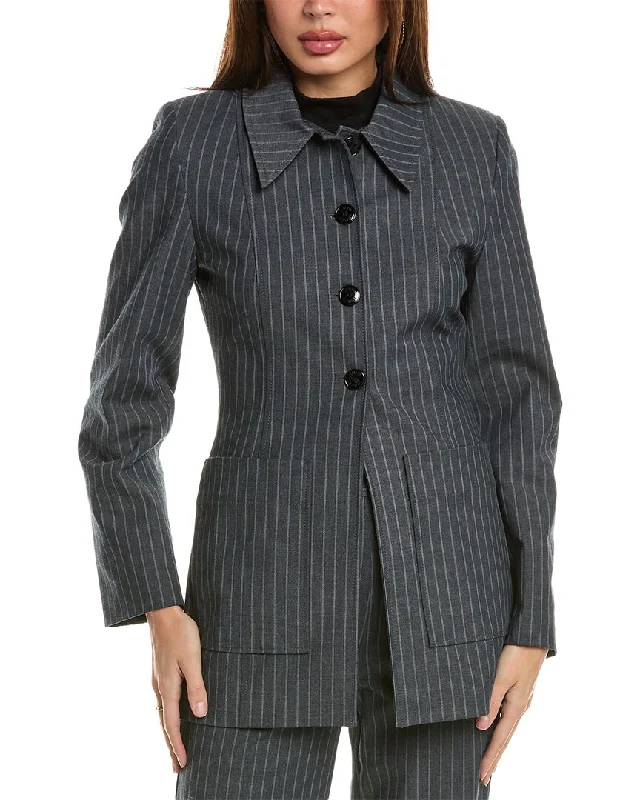 Men's classic black tuxedo jacket for corporate dinner -GANNI Stripe Blazer