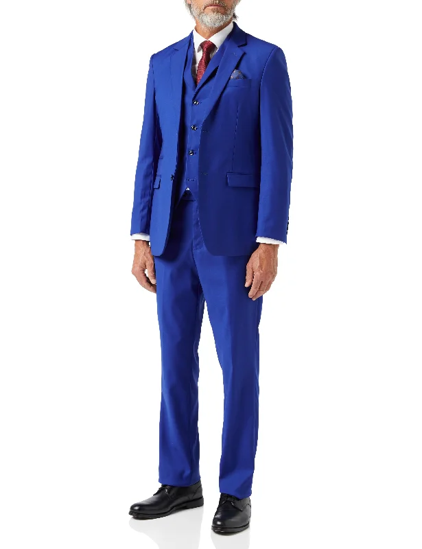 Men's luxury tuxedo jacket with satin lapels for formal dinner -GRAHAM - BLUE BUSINESS SUIT