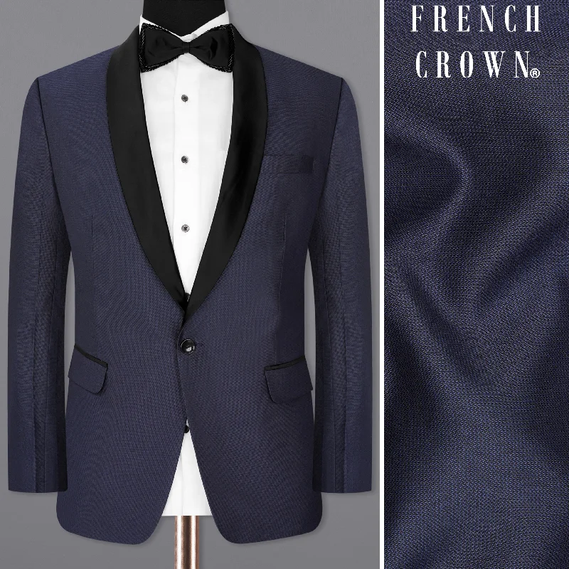 Men's premium tuxedo for corporate event dinner -Gunmetal Blue with Black Lapel Tuxedo Blazer