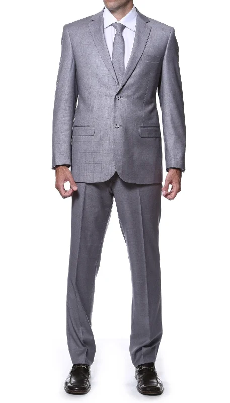 Men's classic tuxedo for corporate office party -Lincoln Grey 2pc Slim Fit Plaid Suit