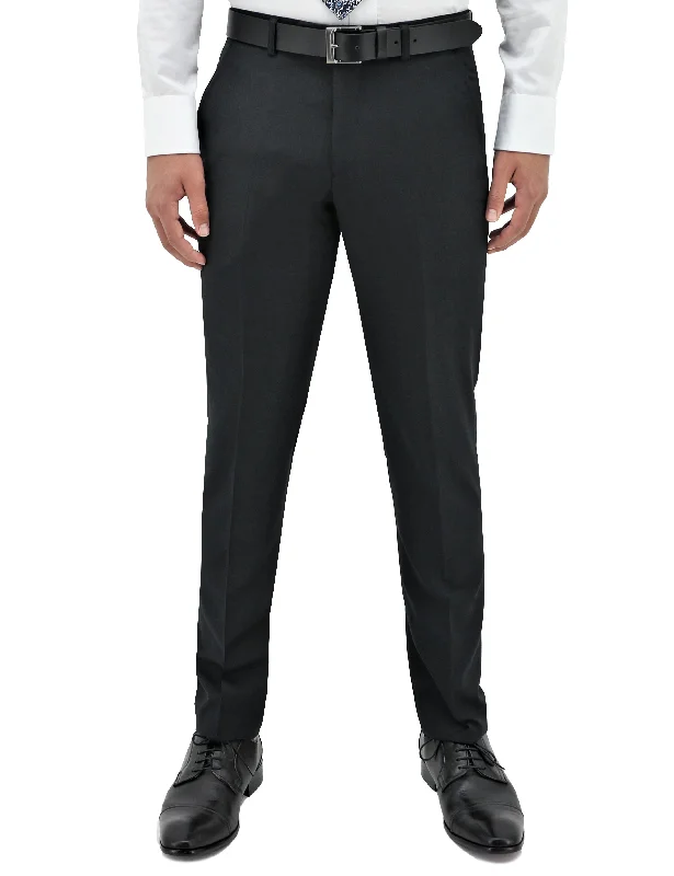 Men's slim fit tuxedo jacket for black tie gala -Lyon Charcoal 106 Wool Trouser