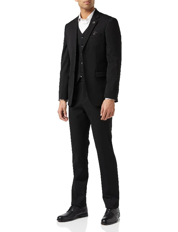 Men's designer tuxedo jacket for evening office event -JROSS - Black 3 Piece Formal Business Suit