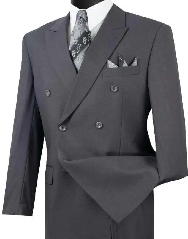 Men's slim fit tuxedo for formal wedding party -Men's Executive Double Breasted Suit Solid Heather Gray