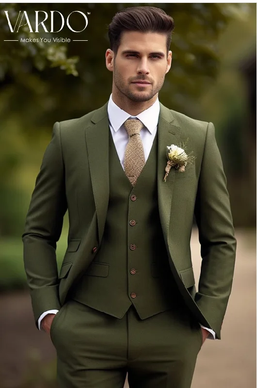 Men's premium tuxedo for wedding reception party -Men's Khaki Green Three Piece Suit - Stylish Formal Attire for Any Occasion -  Tailored Suit - The Rising Sun store, Vardo (Copy)