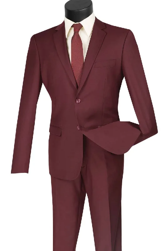 Men's slim fit tuxedo jacket for corporate reception -Men's Ultra Slim Fit suit 2 Piece-color Burgundy