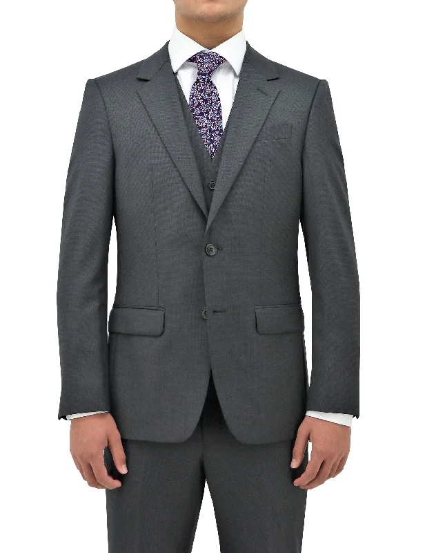 Men's slim fit tuxedo jacket for office reception -Michel 704 Grey Wool Suit Jacket