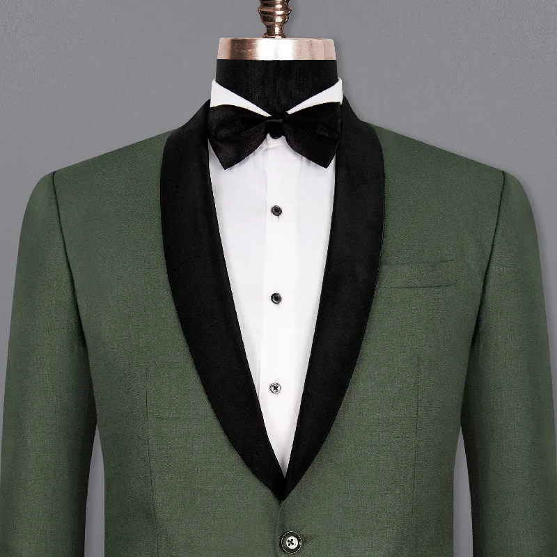 Men's slim fit tuxedo jacket for formal gala -Nandor Green Tuxedo Wool Rich Blazer