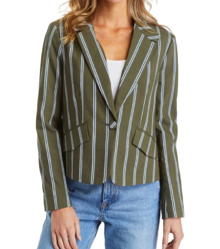 Men's designer tuxedo jacket for evening office event -Nicki Blazer In Army