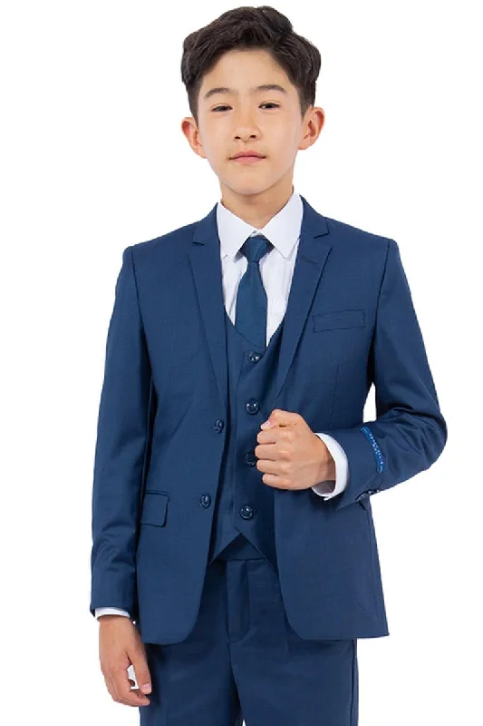 Men's premium tuxedo for office event reception -Perry Ellis Vested Boy's Wedding Suit, Indigo Blue