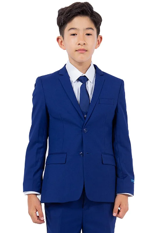 Men's luxury tuxedo for office formal event -"Perry Ellis Royal Blue Vested Boys' Wedding Suit"